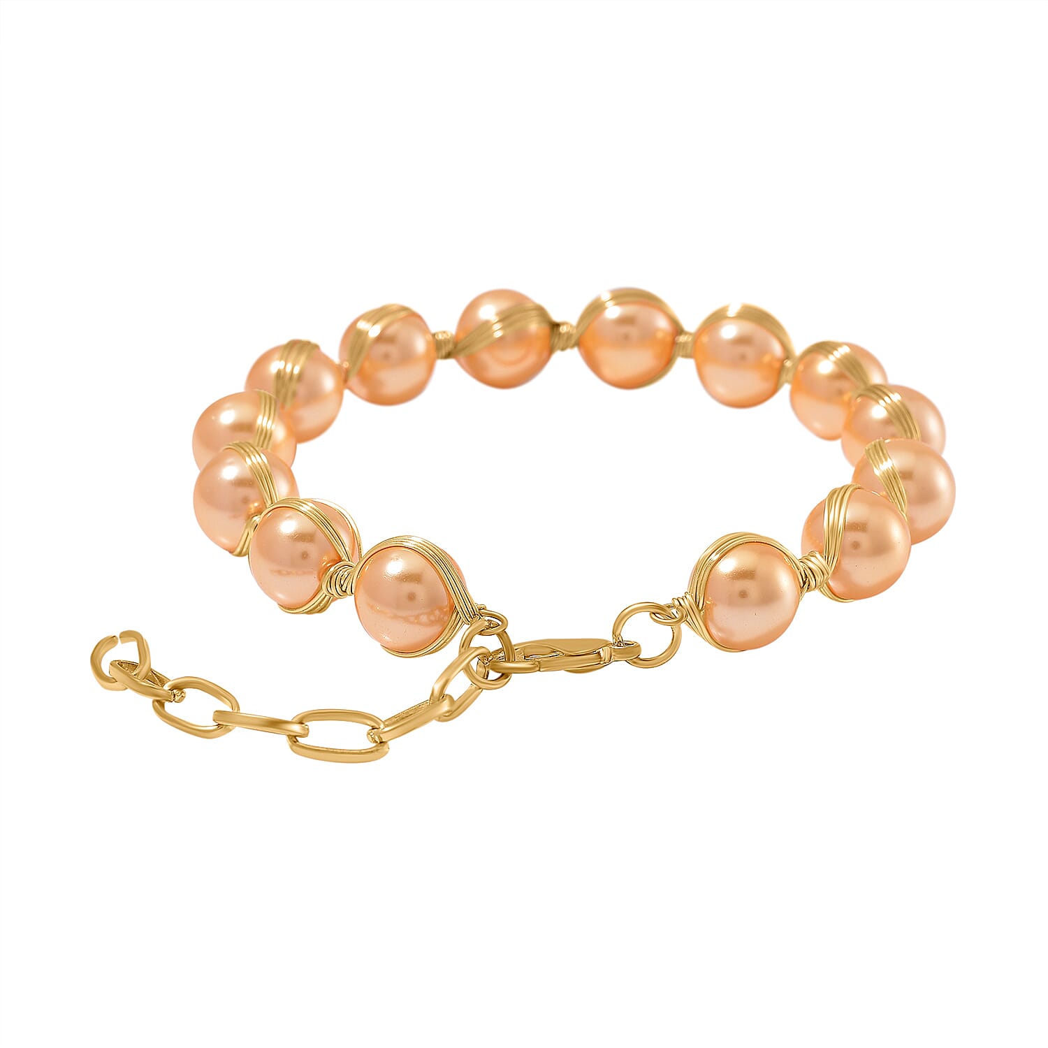 Golden Shell Pearl Bracelet (Size - 7-2 Ext) in Yellow Gold Tone 100.00 Ct.