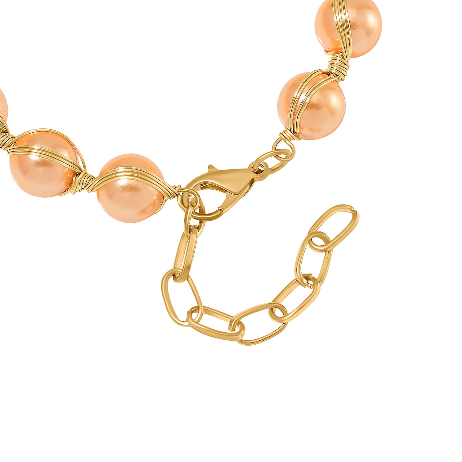 Golden Shell Pearl Bracelet (Size - 7-2 Ext) in Yellow Gold Tone 100.00 Ct.