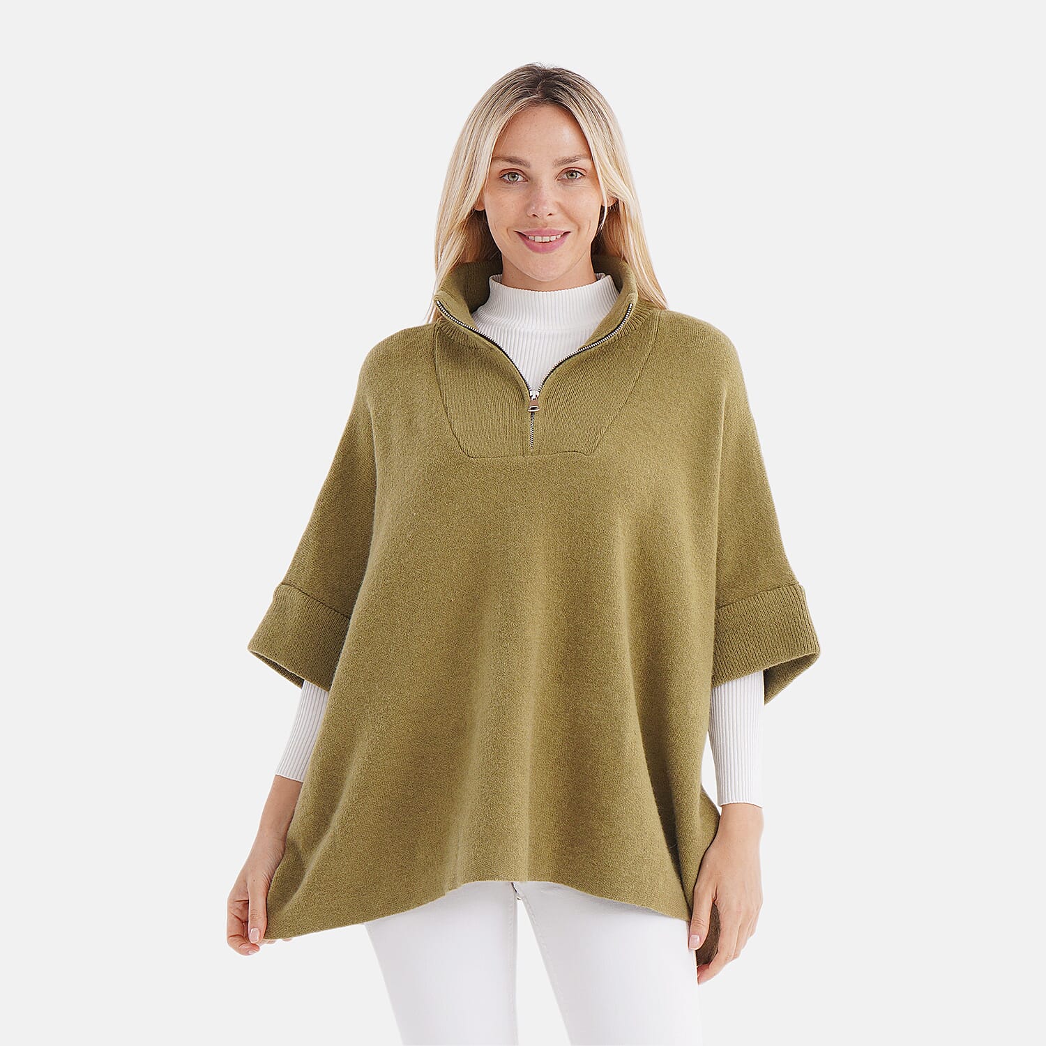 Tamsy Turtleneck Half Sleeve Jumper (One Size) - Green