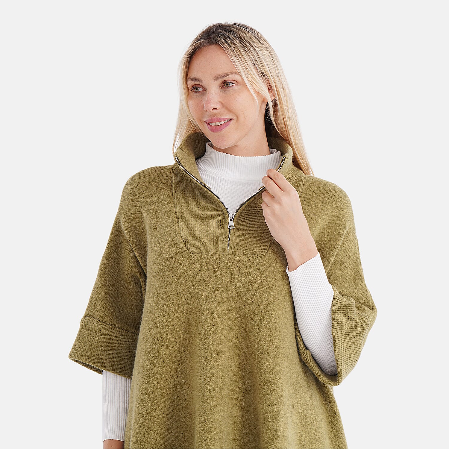 Tamsy Turtleneck Half Sleeve Jumper (One Size) - Green