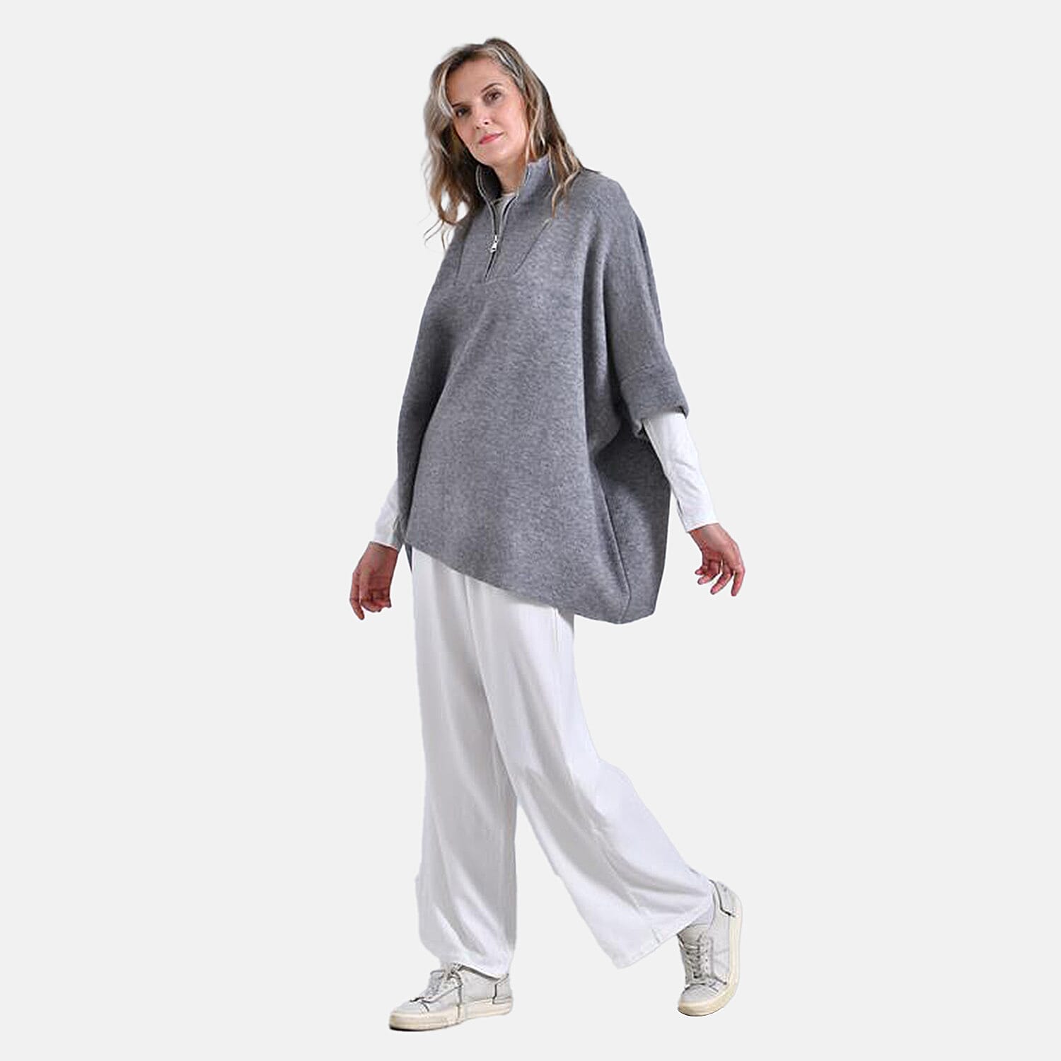 Tamsy Turtleneck Half Sleeve Jumper (Free Size) - Grey