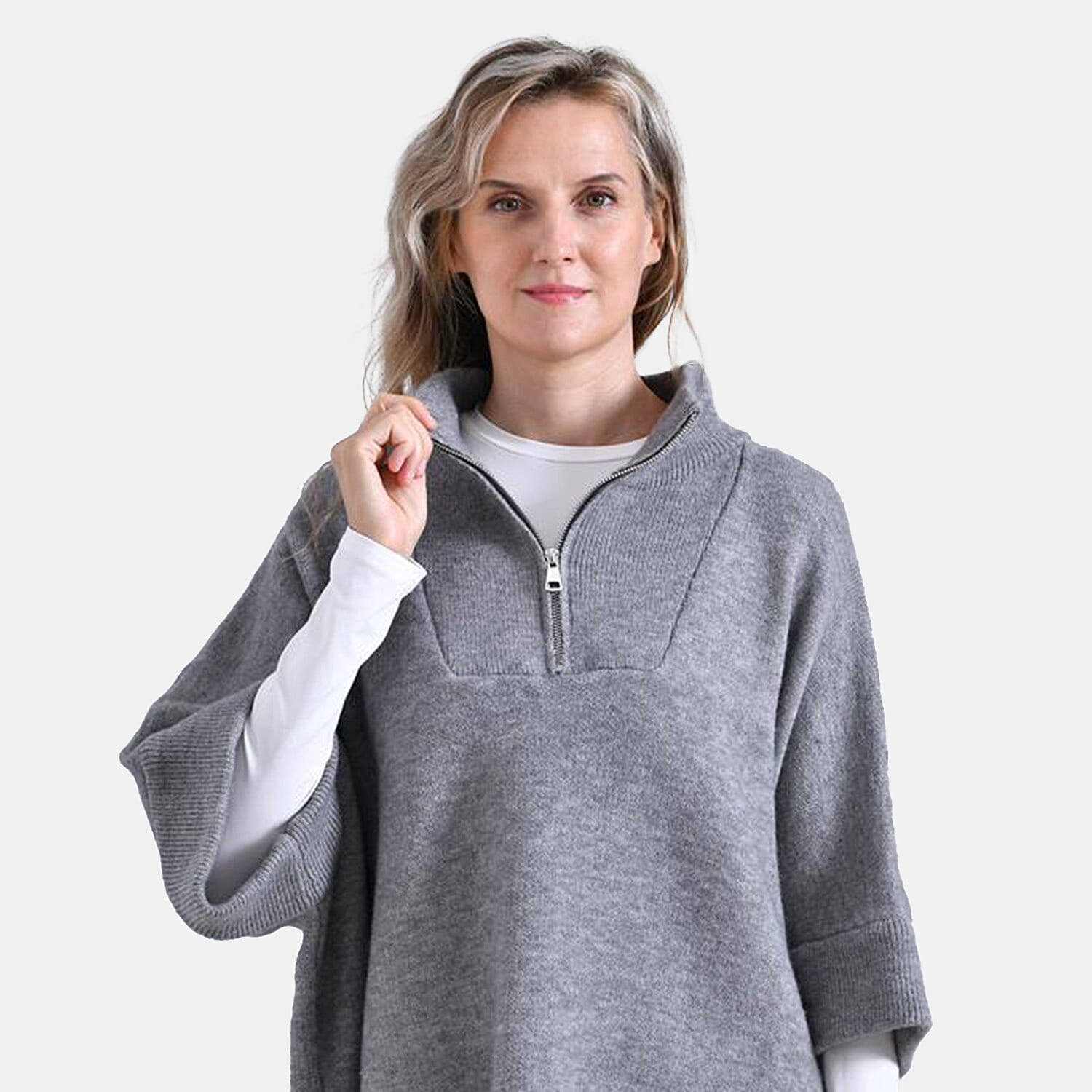 Tamsy Turtleneck Half Sleeve Jumper (Free Size) - Grey