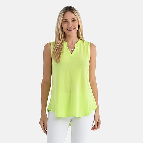 - Maisi Relaxed Fit V-Neck Sleeveless Top (Size L) - Green