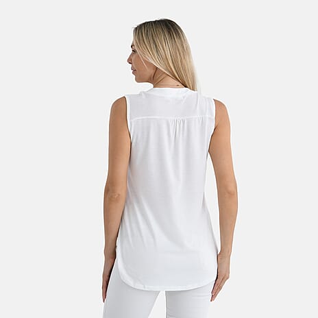 - Maisi Relaxed Fit V-Neck Sleeveless Top (Size M) - White
