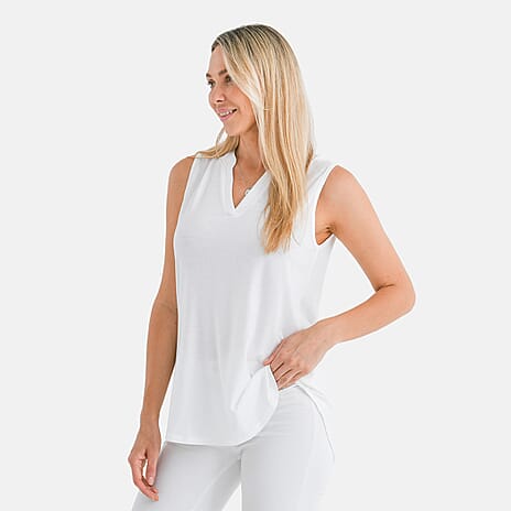 - Maisi Relaxed Fit V-Neck Sleeveless Top (Size M) - White