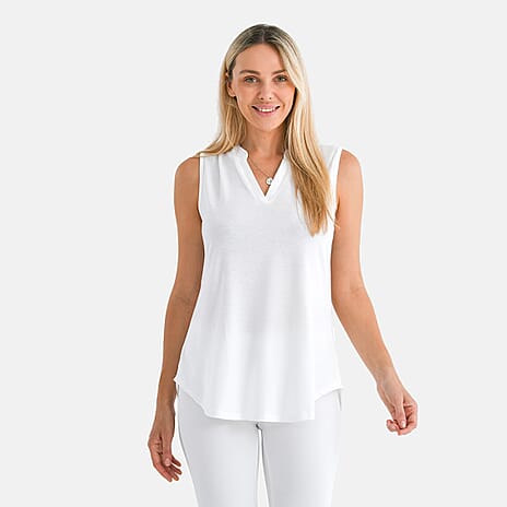 - Maisi Relaxed Fit V-Neck Sleeveless Top (Size XL) - White