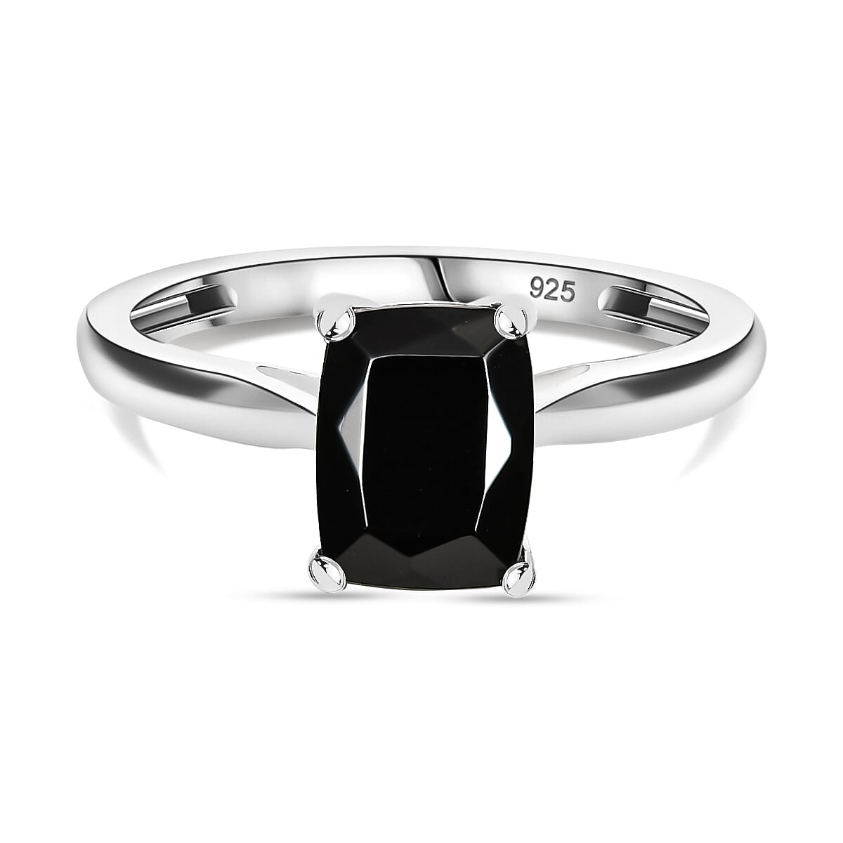 Natural Elite Shungite Solitaire Ring in Sterling Silver