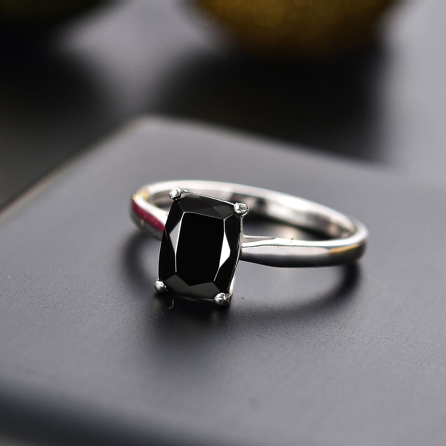 Natural Elite Shungite Solitaire Ring in Sterling Silver