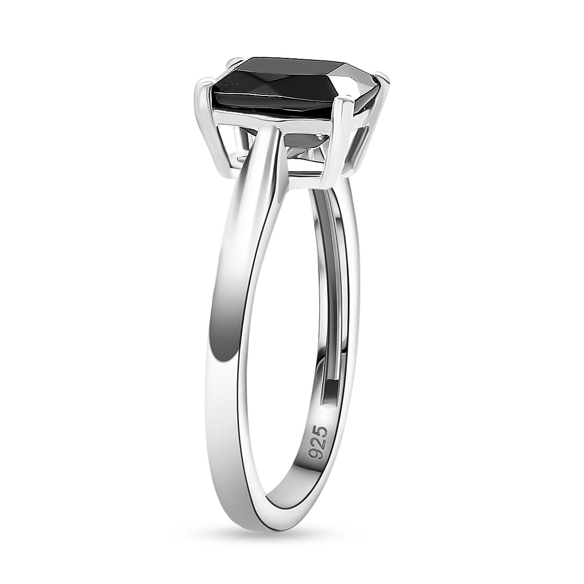 Natural Elite Shungite Solitaire Ring in Sterling Silver