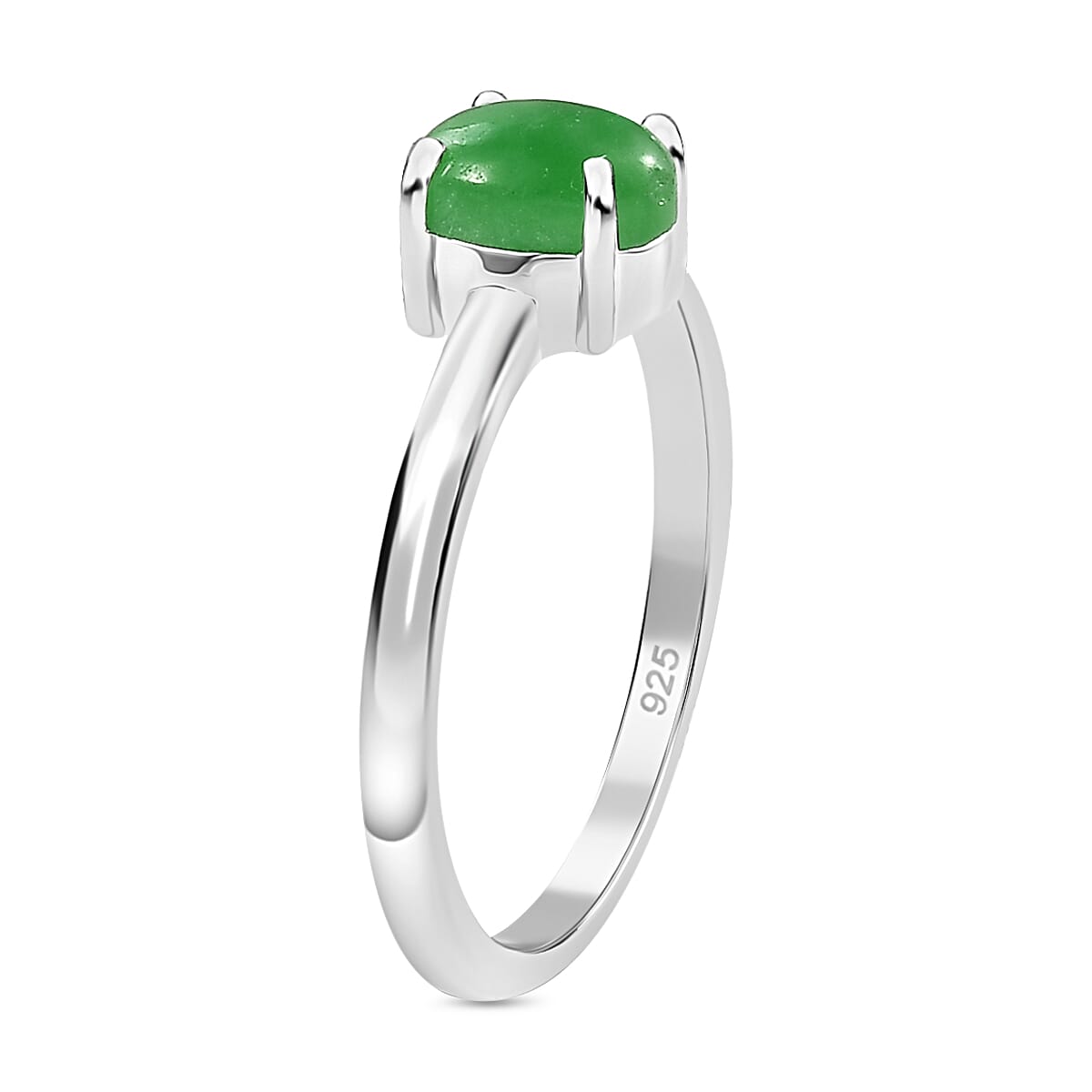 Green Jade Ring in Sterling Silver 1.04 Ct.