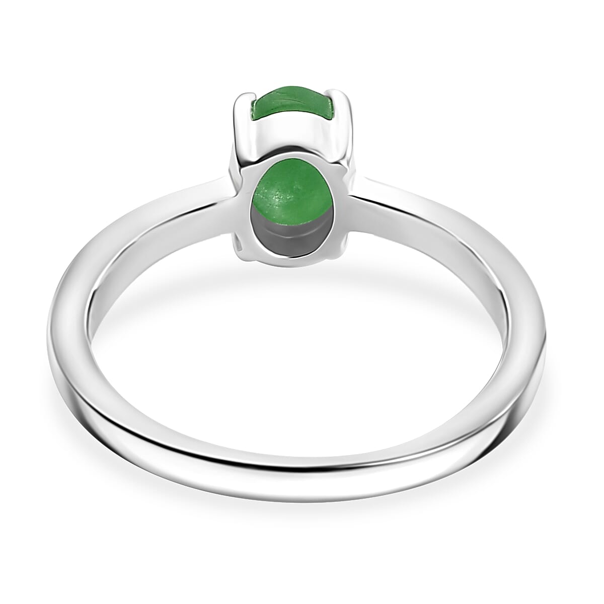 Green Jade Ring in Sterling Silver 1.04 Ct.