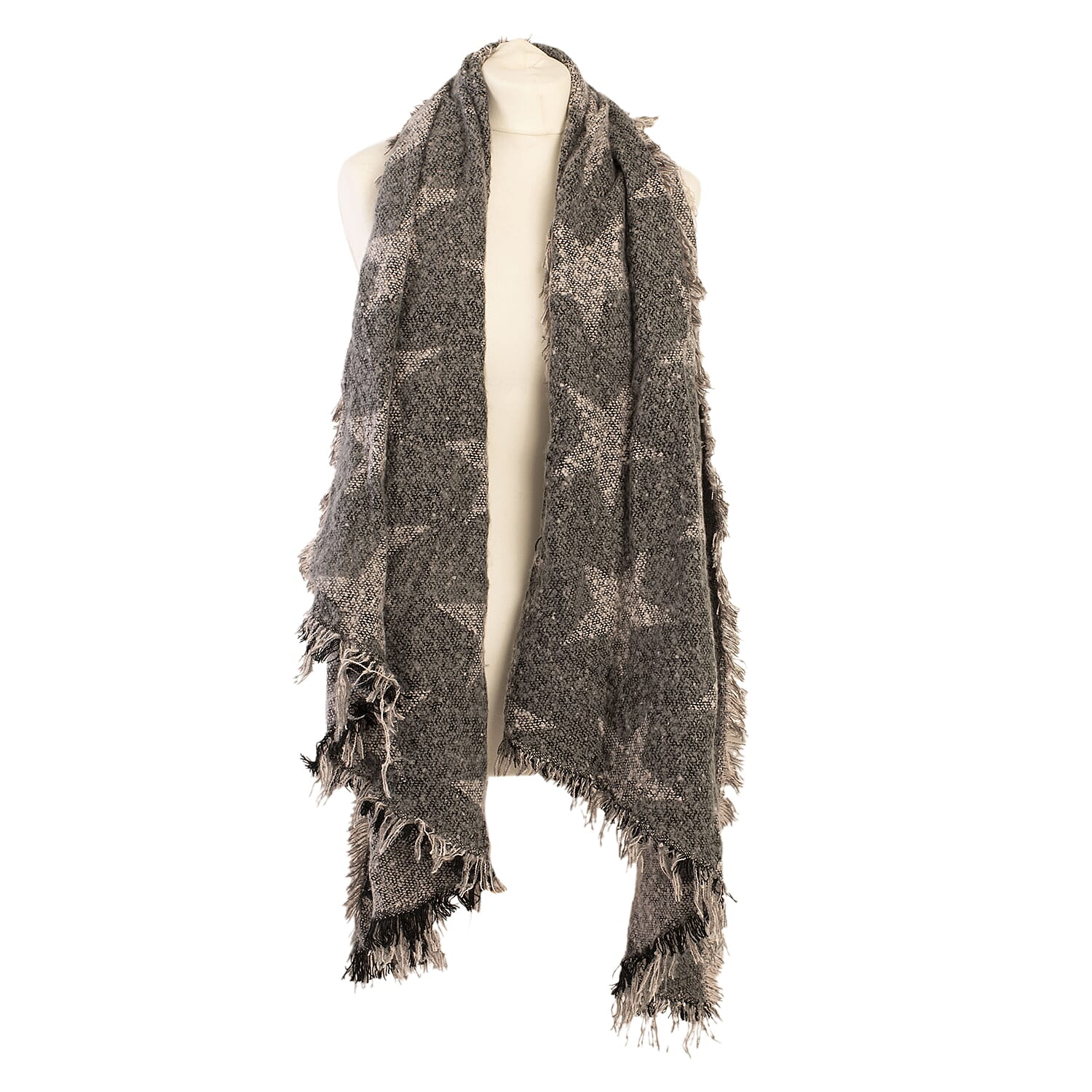 Set of Winter Scarf (Grey) and Gloves (Marroon)