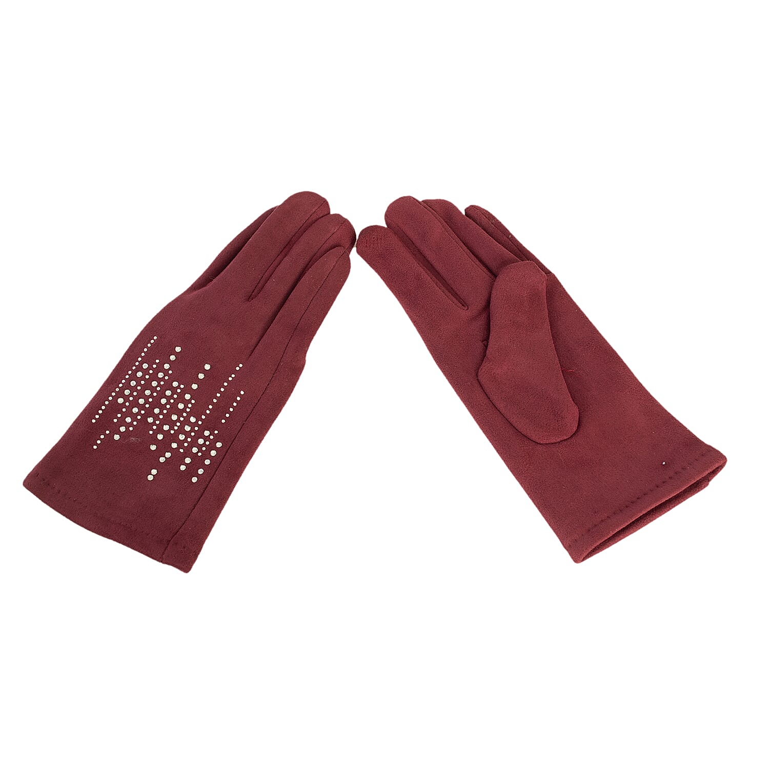 Set of Winter Scarf (Grey) and Gloves (Marroon)