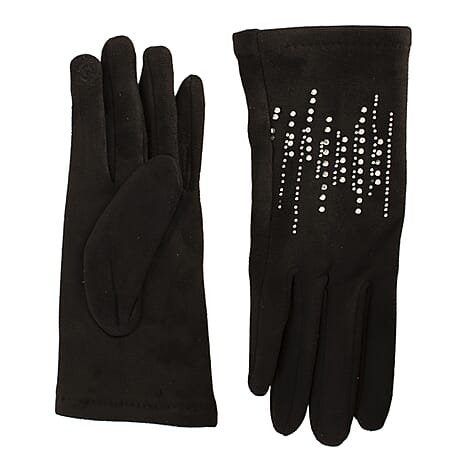 Ladies Studded Gloves - Black