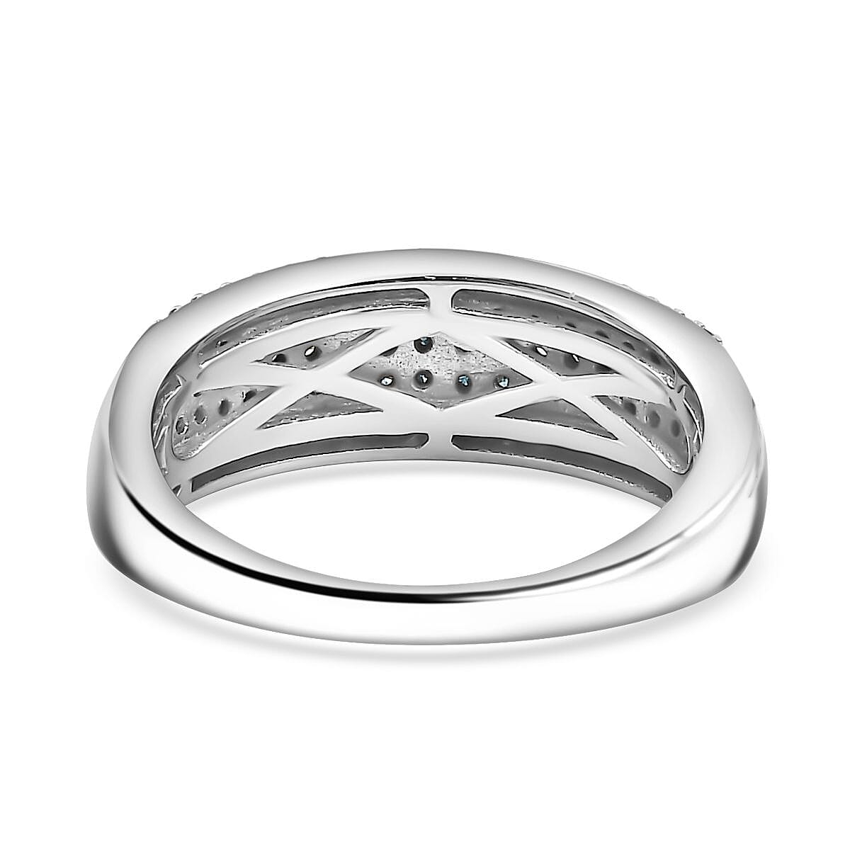 White Diamond & Blue Diamond Ring in Rhodium Overlay Sterling Silver 0.50 Ct. White Diamond & Blue Diamond Ring in Rhodium Overlay Sterling Silver 0.50 Ct.