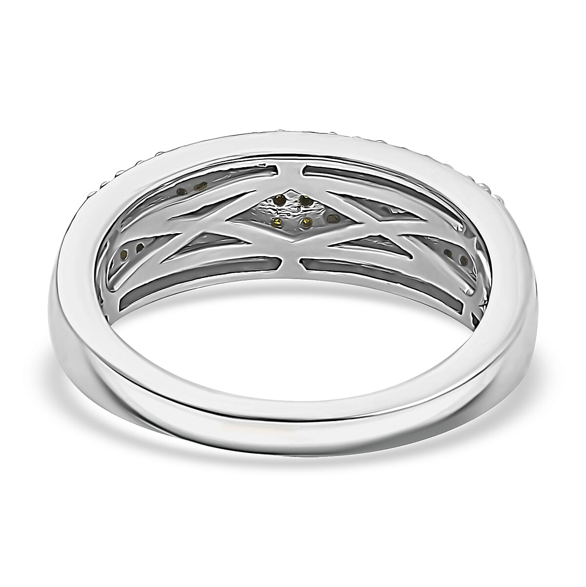 White Diamond & Yellow Diamond Ring in Rhodium Overlay Sterling Silver 0.50 Ct. White Diamond & Yellow Diamond Ring in Rhodium Overlay Sterling Silver 0.50 Ct.