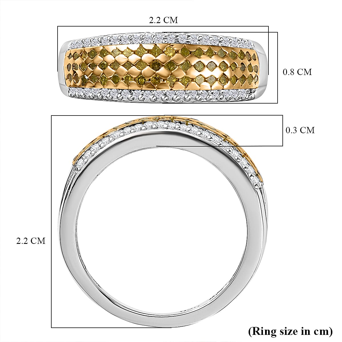 White Diamond & Yellow Diamond Ring in Rhodium Overlay Sterling Silver 0.50 Ct. White Diamond & Yellow Diamond Ring in Rhodium Overlay Sterling Silver 0.50 Ct.