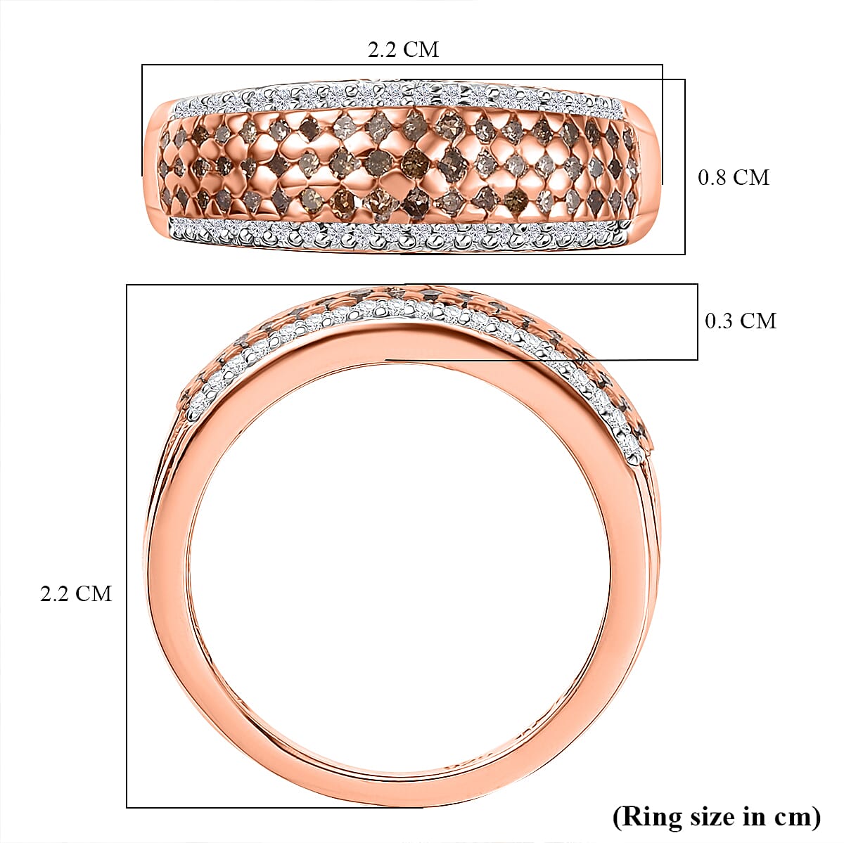 White Diamond & Champagne Diamond Ring in 18K Vermeil Rose Gold Plated Sterling Silver 0.50 Ct. White Diamond & Champagne Diamond Ring in 18K Vermeil Rose Gold Plated Sterling Silver 0.50 Ct.