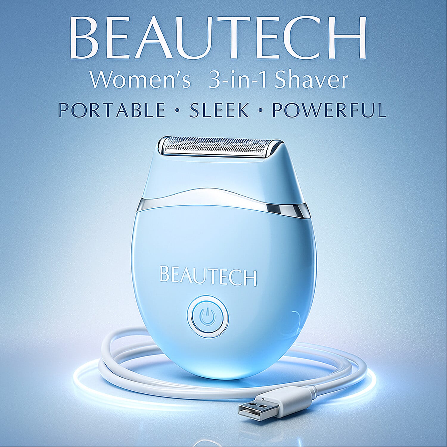 Beautech Womens Portable 3 in 1 shaver with USB Charging - Blue