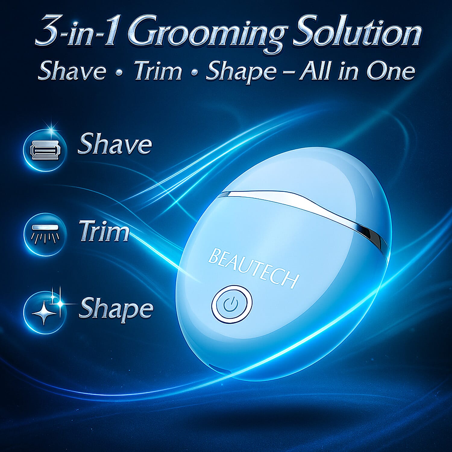 Beautech Womens Portable 3 in 1 shaver with USB Charging - Blue