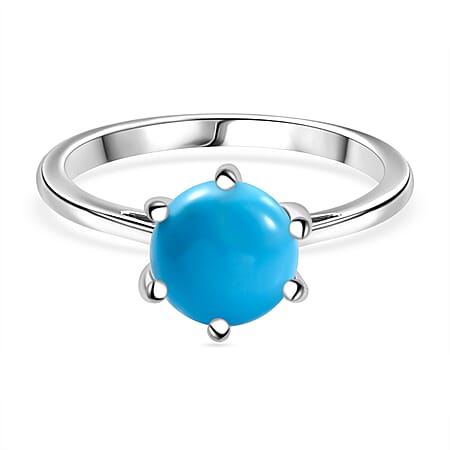 Sleeping Beauty Turquoise Solitaire Ring in Sterling Silver