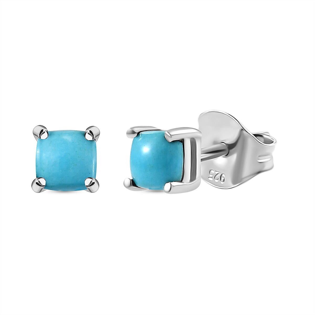 One Time Deal- Sleeping Beauty Turquoise Solitaire Stud Push Back Earring Sterling Silver