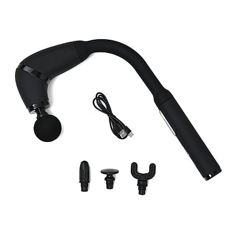 Soulsmart Handheld Percussion Massage Gun with 4 Attachments for Muscle Relaxation - Black
