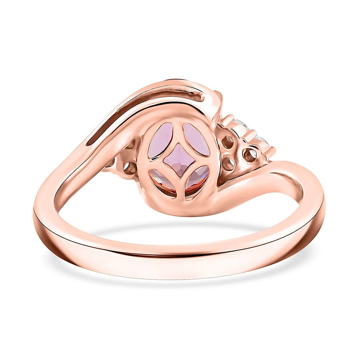 Luxoro  10K Rose Gold  AAA   Pink Morganite ,  White Diamond  I2 Ring 2.25 ct,  Gold Wt. 3.67 Gms  2.250  Ct.