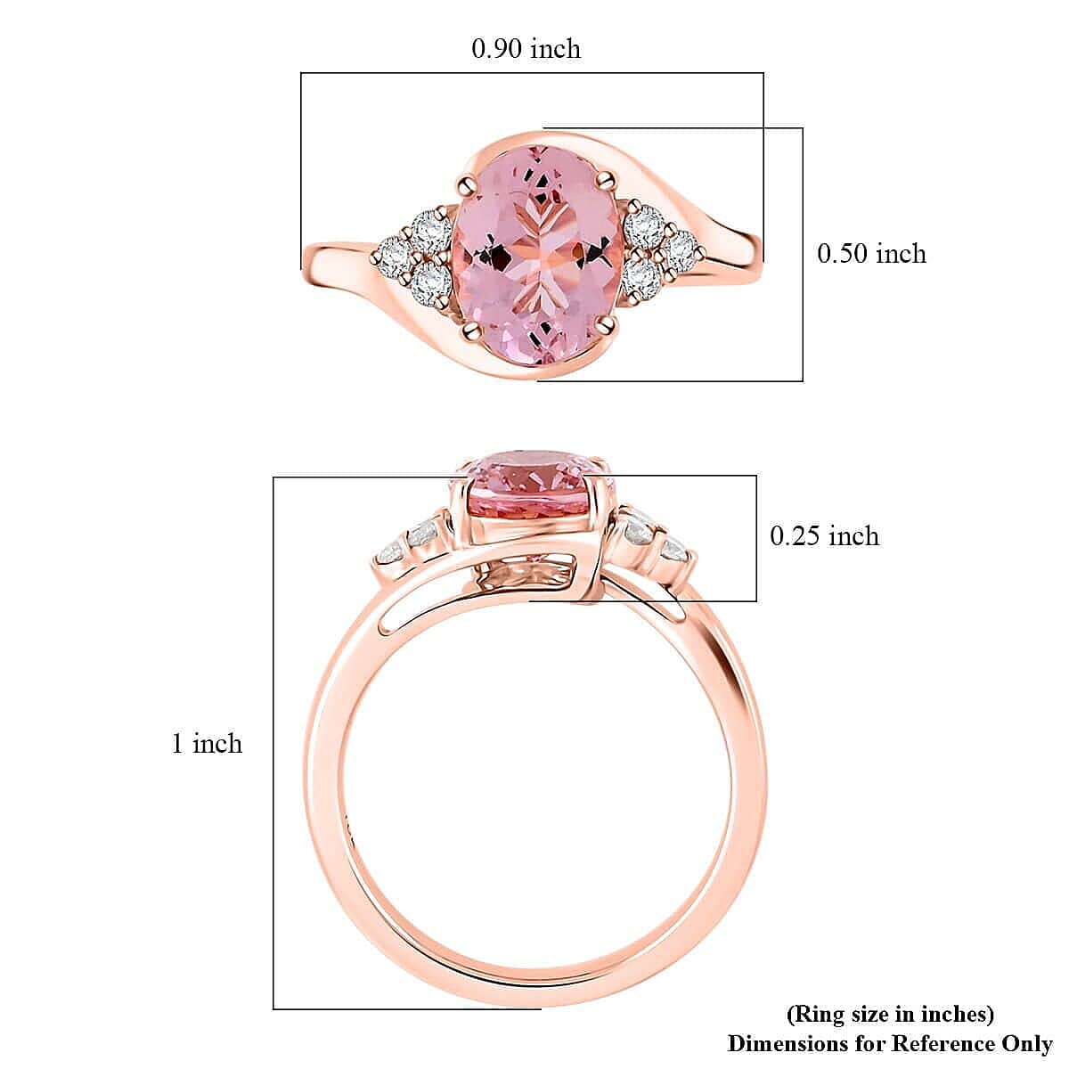 Luxoro  10K Rose Gold  AAA   Pink Morganite ,  White Diamond  I2 Ring 2.25 ct,  Gold Wt. 3.67 Gms  2.250  Ct.