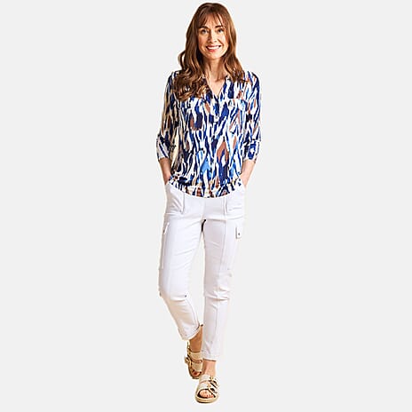 Emreco 3-4 Sleeve Printed Mandarin Collar Blouse (Size 18) - Chevron