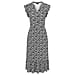Emreco Printed V-Neck Sleeveless Tie Waist Ruffle Armhole Tiered Midi Dress