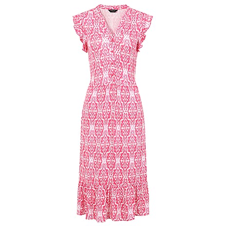 Emreco Sleeveless Tie Waist Geo Tile Print Midi Dress (Size - 18) - Pink