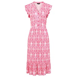 Emreco Sleeveless Tie Waist Geo Tile Print Midi Dress