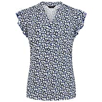 Emreco Blue Animal Print Inspired V-Neck Flutter Sleeve Top