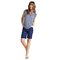 Emreco Blue Animal Print Inspired V-Neck Flutter Sleeve Top