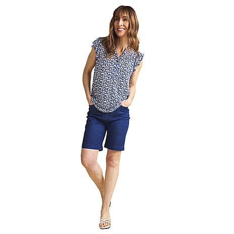 Emreco Blur Animal Print V-Neck Sleeveless Frill Top (Size 18)