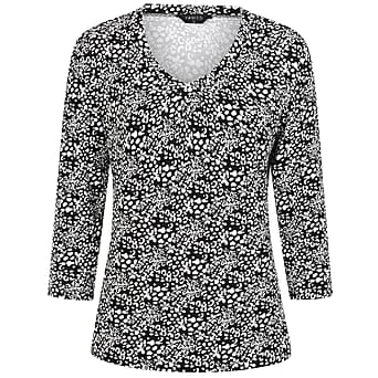 https://tjcuk.sirv.com/Products/79/7/7972389/Emreco-Casual-3-4-Sleeve-V-Neck-Printed-Top-Size-10-Black_7972389_2.jpg?w=342&h=342