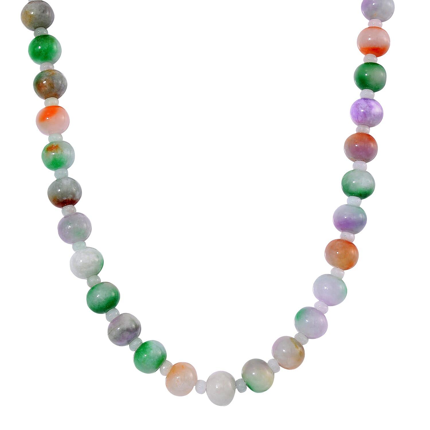 Very Rare - Bi Colour Jadeite Jade Necklace (Size - 20) in Yellow Gold Plated Sterling Silver 630.0 Ct.