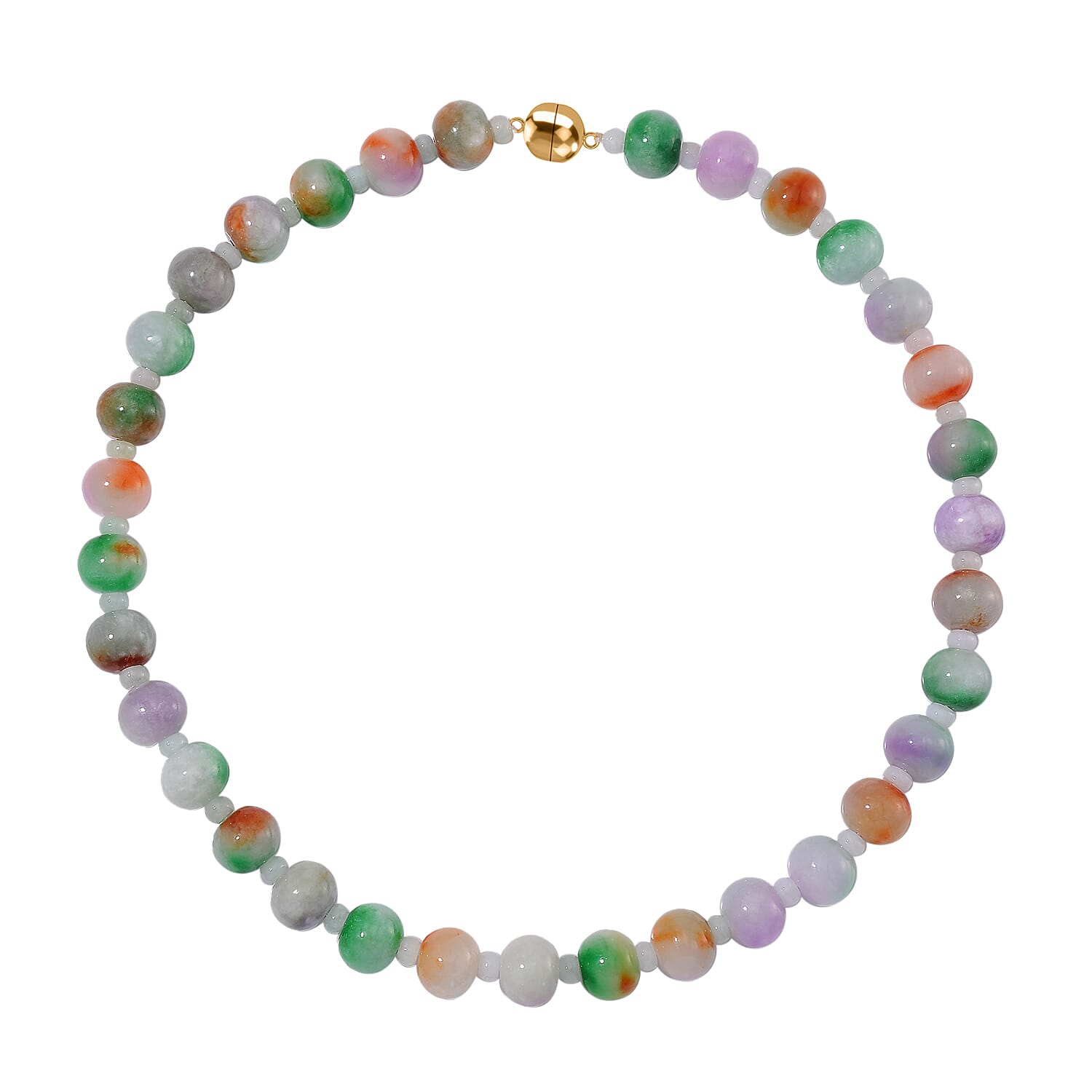 Very Rare - Bi Colour Jadeite Jade Necklace (Size - 20) in Yellow Gold Plated Sterling Silver 630.0 Ct.