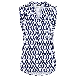 Emreco Geometric Print Mandarin Collar Sleeveless Blouse