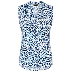 Emreco Geometric Print Mandarin Collar Sleeveless Blouse