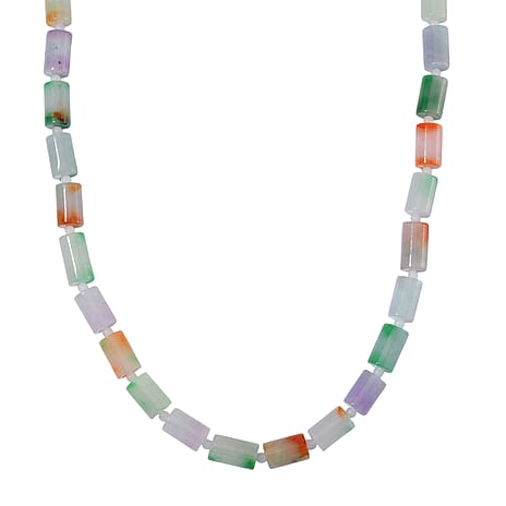 Very Rare Tucson Find - Multi Colour Jadeite Jade and Natural White Jade Necklace (Size - 20) with Magnetic Clasp in Yellow Gold Plated Sterling Silver 493.00 Ct.