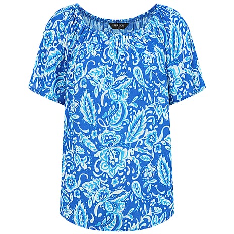 Emreco Leaf Print Short Sleeve Off-Shoulder Top (Size 12)