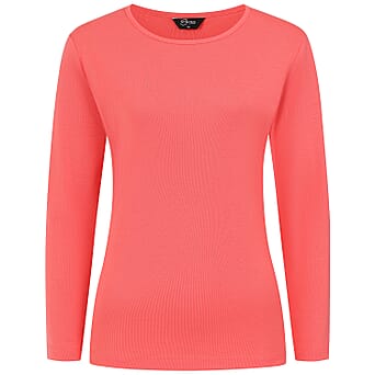 https://tjcuk.sirv.com/Products/79/7/7972621/Emreco-Relaxed-Fit-3-4-Sleeve-Crew-Neck-Classic-Top-Size-10-Coral_7972621_2.jpg?w=342&h=342