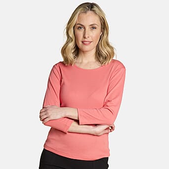 https://tjcuk.sirv.com/Products/79/7/7972625/Emreco-Relaxed-Fit-3-4-Sleeve-Crew-Neck-Classic-Top-Size-20-Coral_7972625.jpg?w=342&h=342