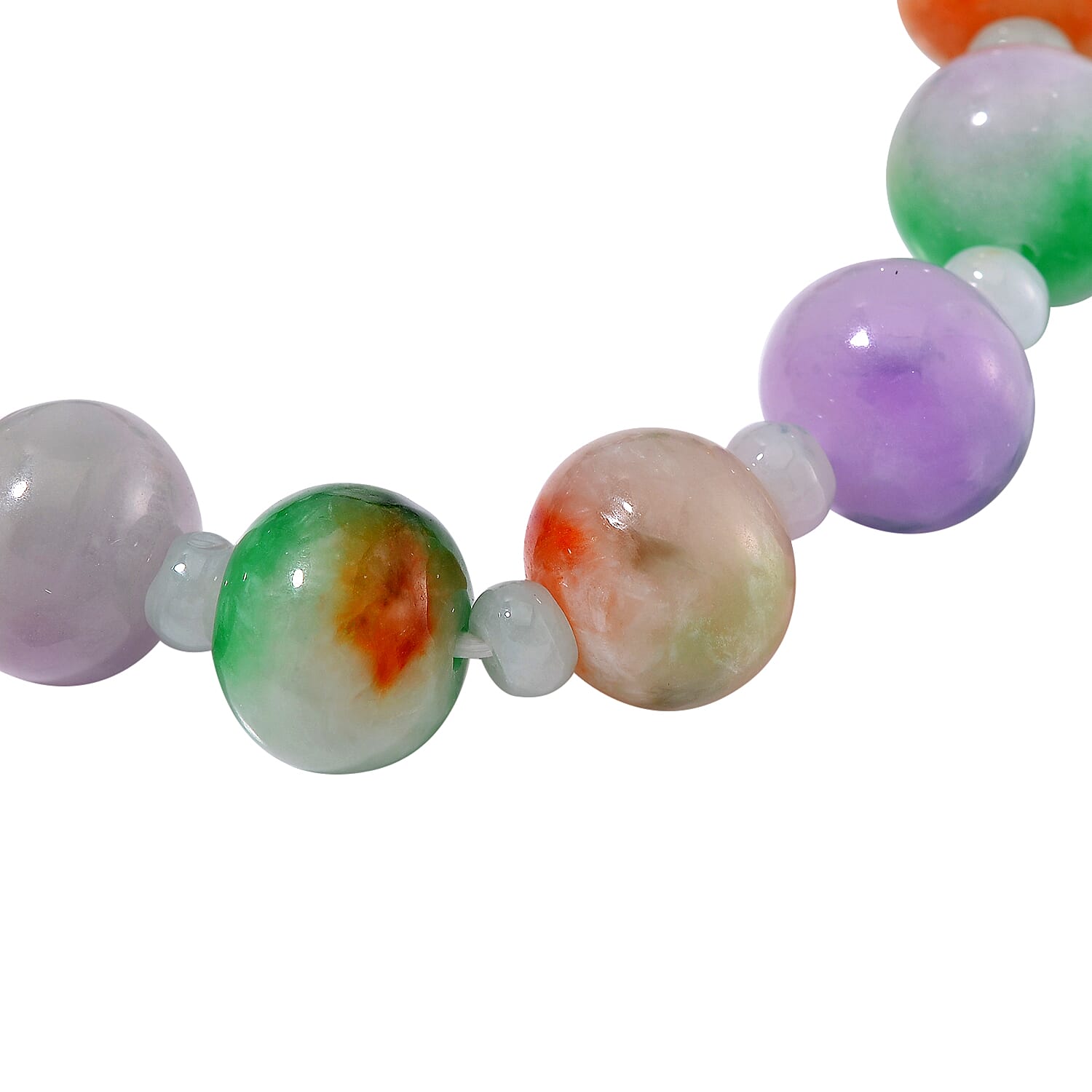 Very Rare - Bi Colour Burmese Jadeite Bracelet (Stretchable) 280.0 Ct.