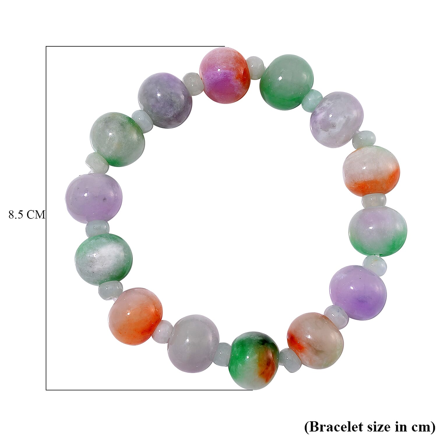 Very Rare - Bi Colour Burmese Jadeite Bracelet (Stretchable) 280.0 Ct.