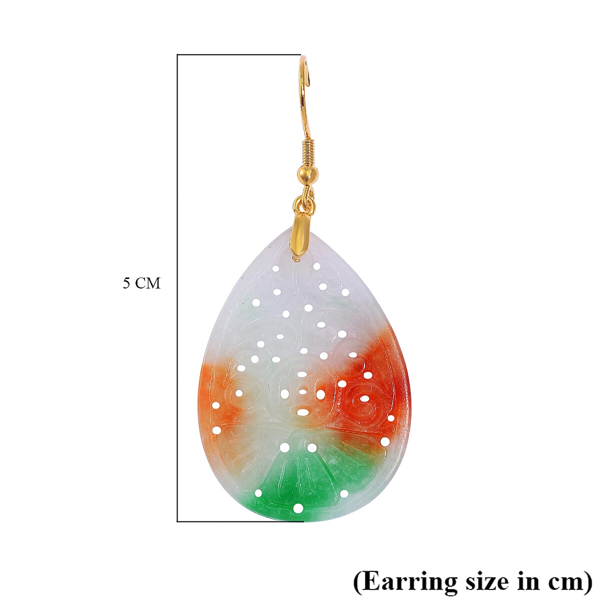 Enhanced Multi Jade Earring with Hook in Yellow Gold Plated Sterling Silver 40.00 Ct. Enhanced Multi Jade Earring with Hook in Yellow Gold Plated Sterling Silver 40.00 Ct.
