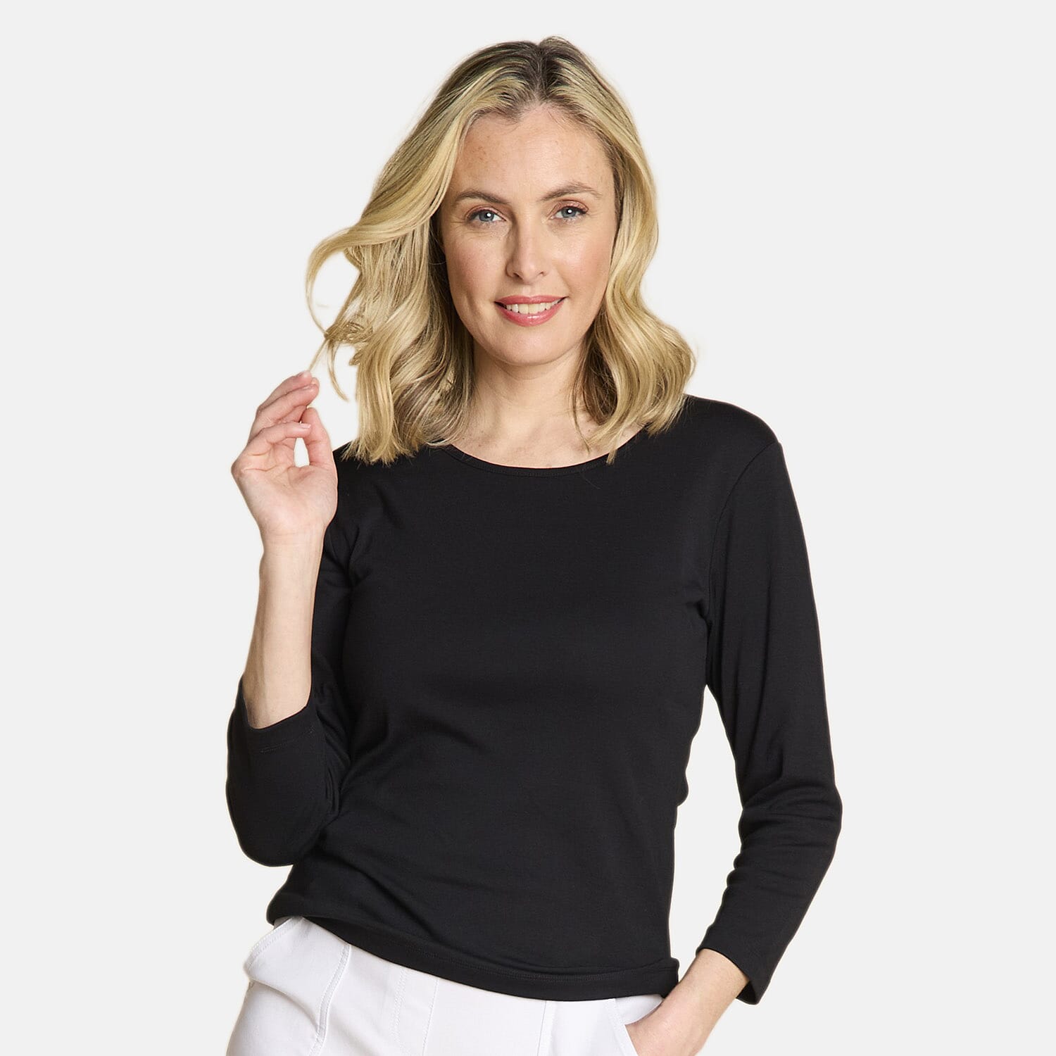 3-4 SLEEVE CREW NECK TOP 3-4 SLEEVE CREW NECK TOP