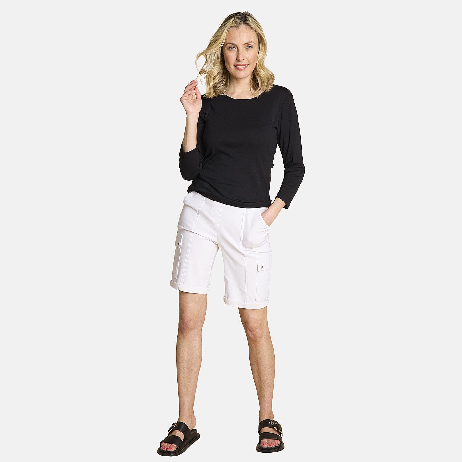 3-4 SLEEVE CREW NECK TOP 3-4 SLEEVE CREW NECK TOP
